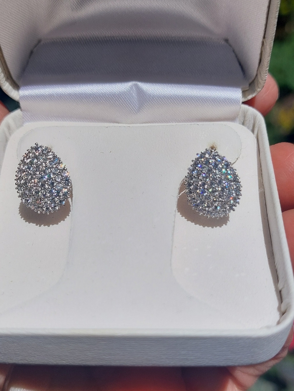 925 Silver With CZ's Leverback Teardrop  Earrings